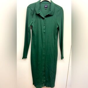 GAP Ribbed Polo Midi Dress